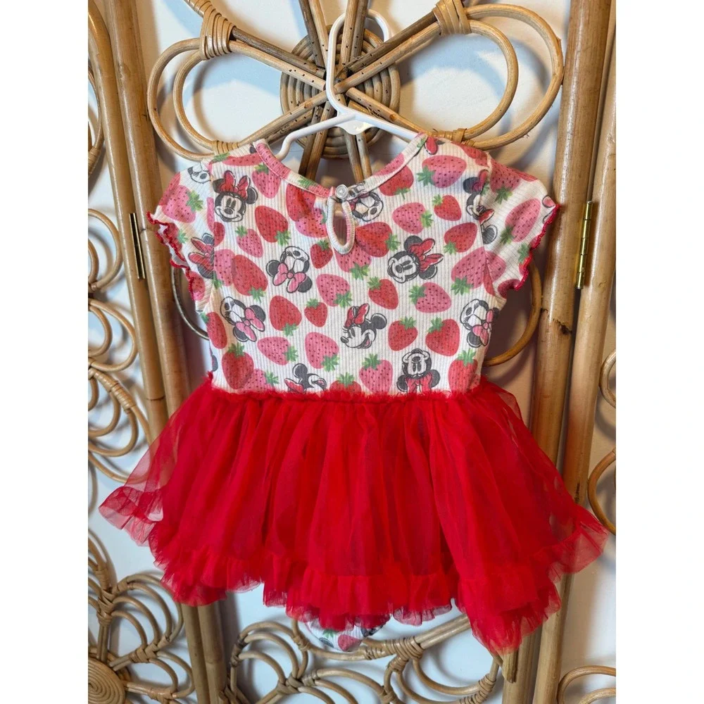 Disney Baby Minnie Mouse Strawberry Tutu‎ Bodysuit Outfit 24M